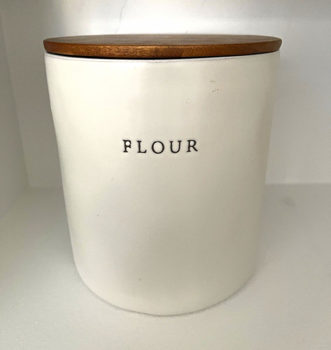White ceramic flour canister - ceramic, "flour"