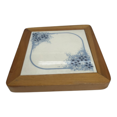 Trivet blue white ceramic tile - blue,