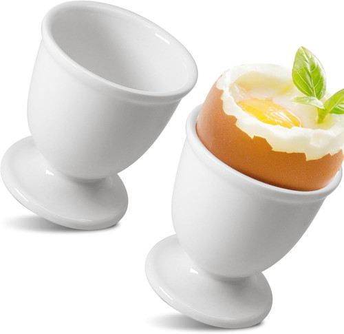 White ceramic egg cups set - ceramic,