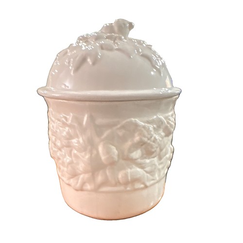 White ceramic floral embossed - white,