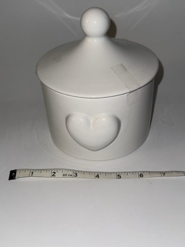 White ceramic heart canister - ceramic,