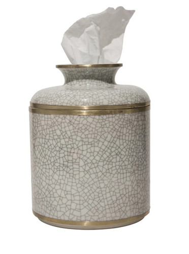 White crackle round ceramic - white,