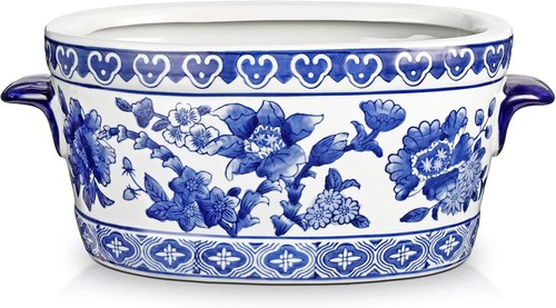 Blue and white - white, planter