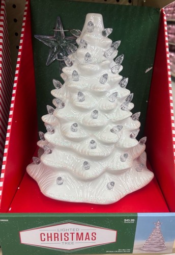 White ceramic christmas tree - white,
