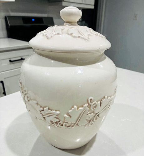 White ceramic cookie jar - ceramic,
